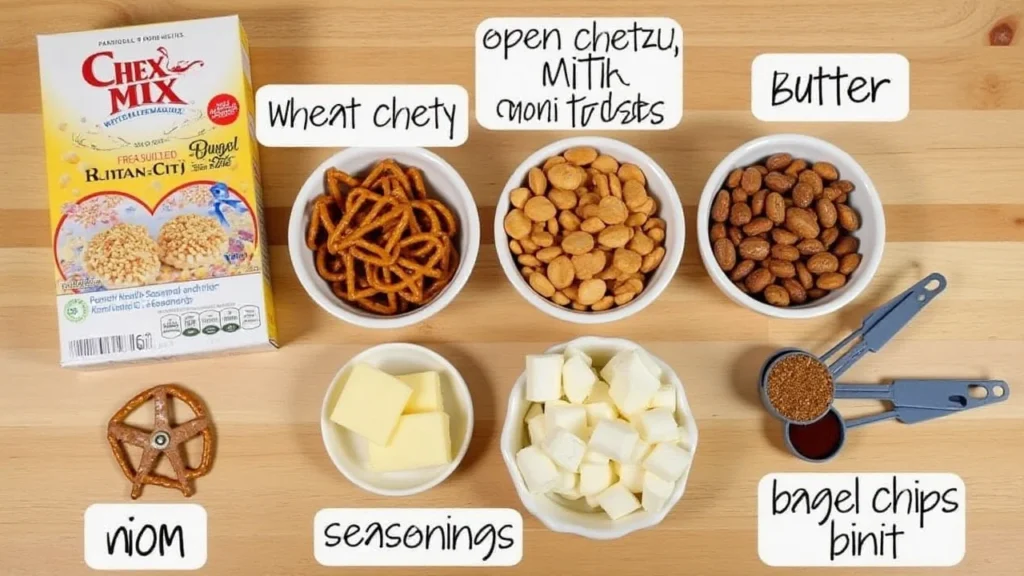 Ingredients for Chex Mix Recipe in the Oven