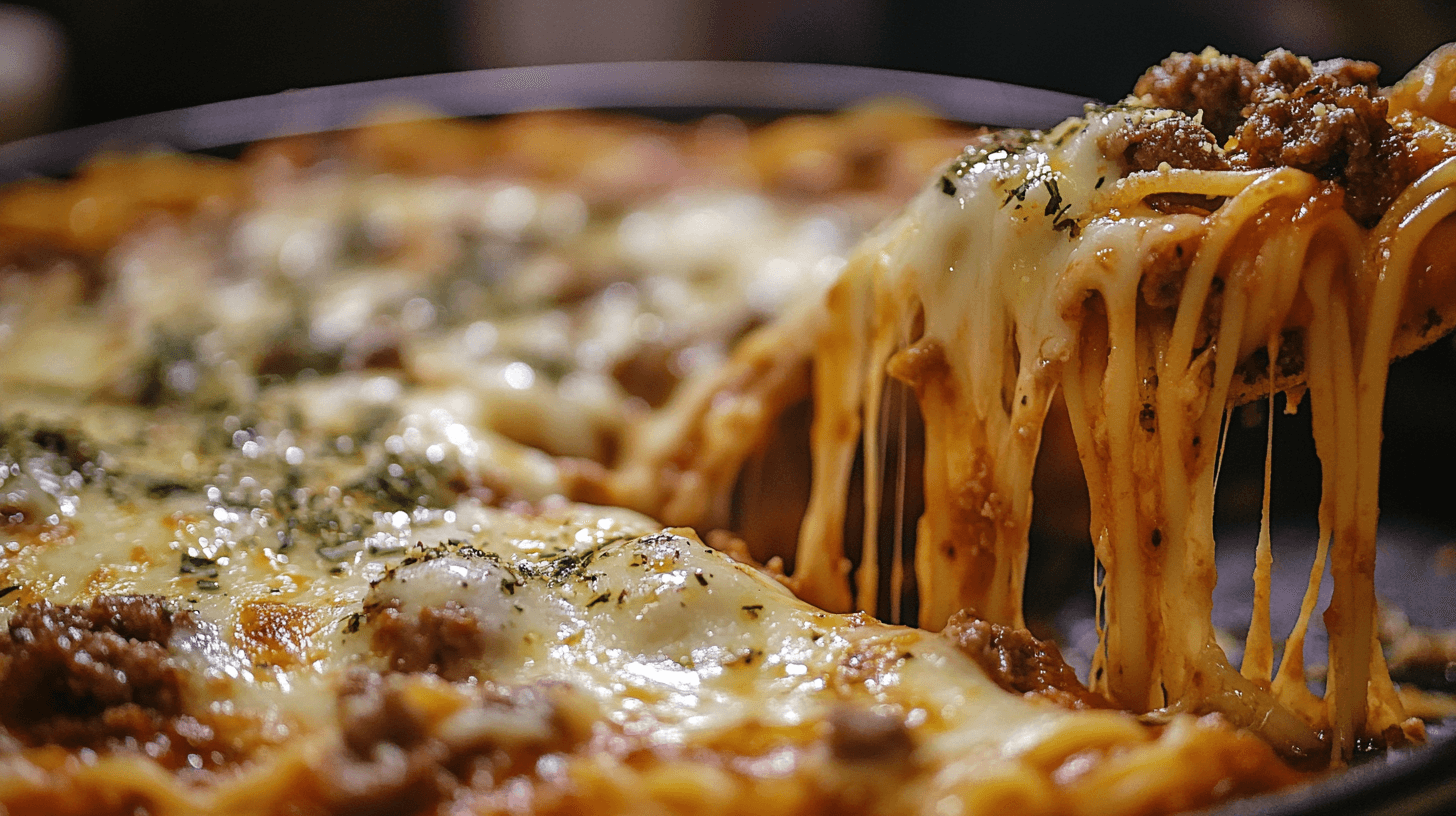 A hearty plate of slow cooker beef pasta with angel hair, garnished with fresh basil and Parmesan