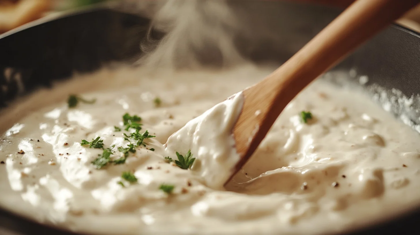 A plate of creamy Boursin pasta garnished with fresh herbs.