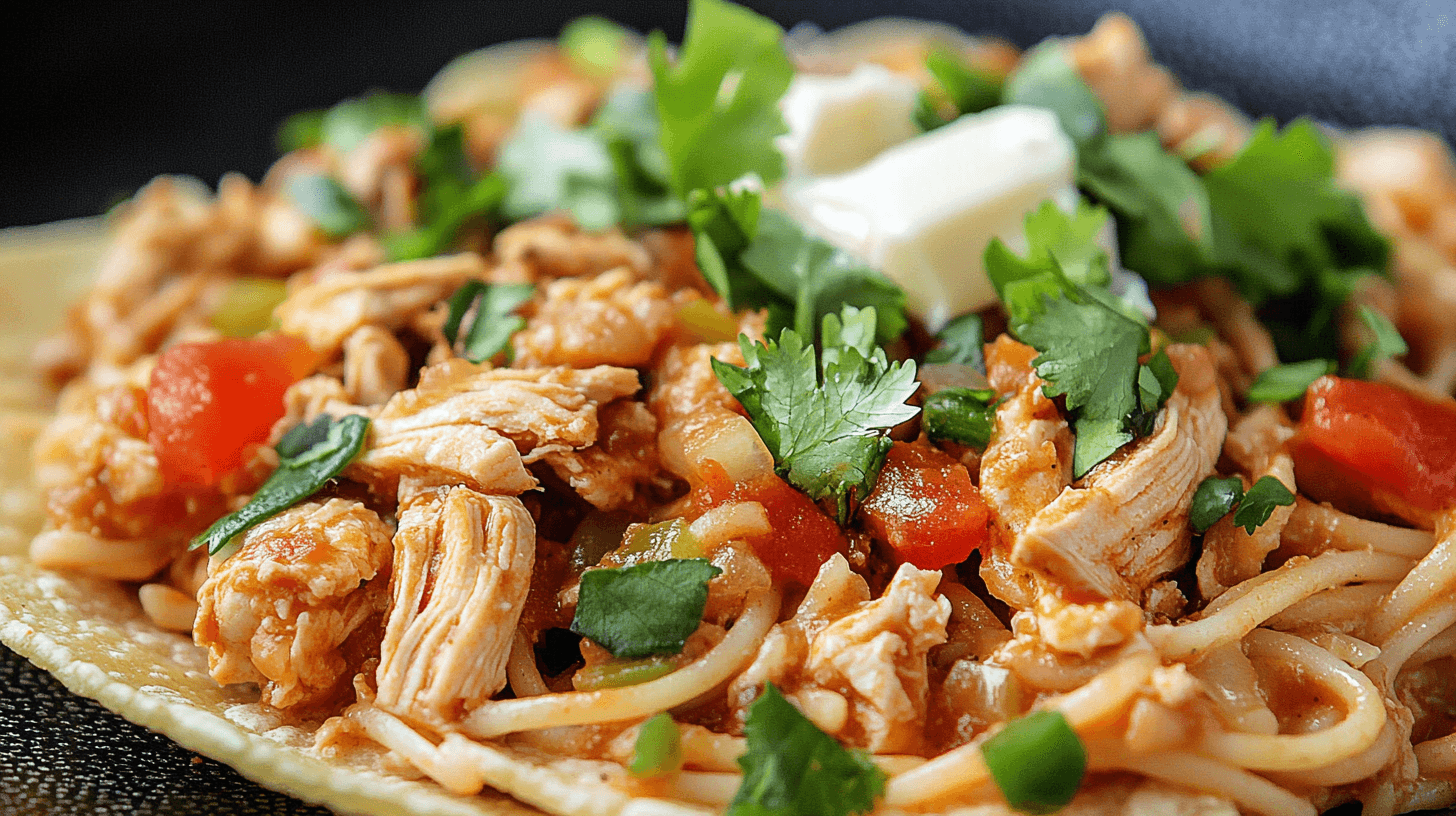 Instant Pot chicken tacos served with toppings.